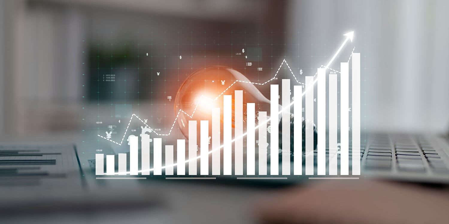 Light bulb with bar chart increasing results